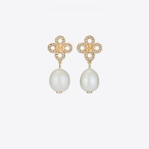Tory Burch Kira Clover Pearl Drop Earrings NWOT